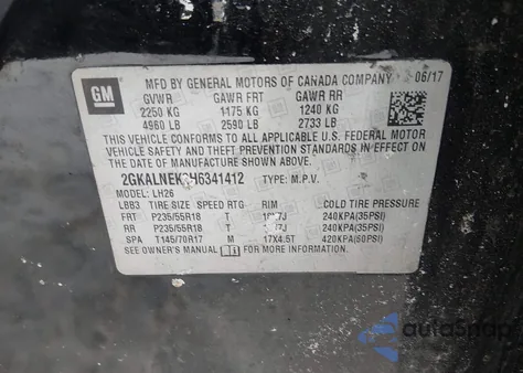 2017 GMC Terrain Sle-2 from USA, damaged, VIN 2GKALNEK2H6341412